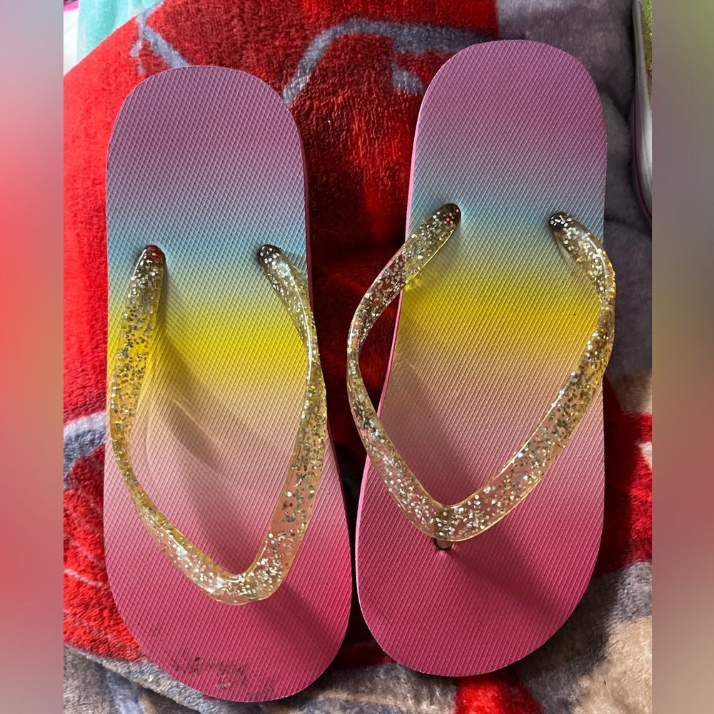 Girls Rainbow flip flops